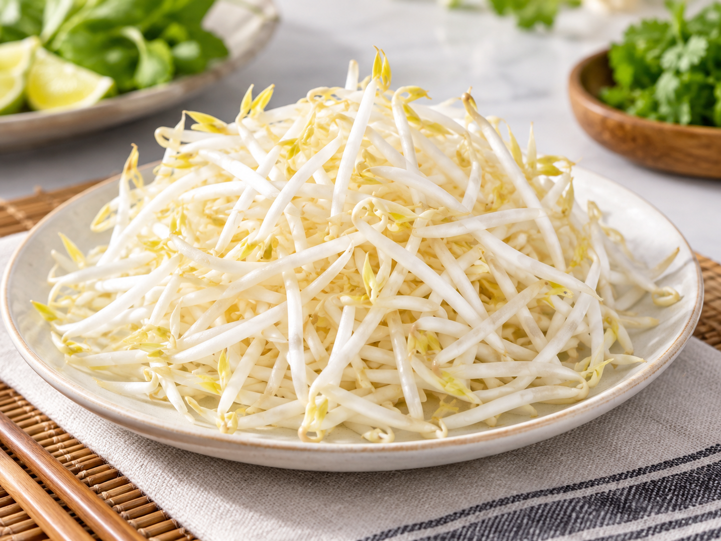 Fresh clean plate of mung bean sprouts